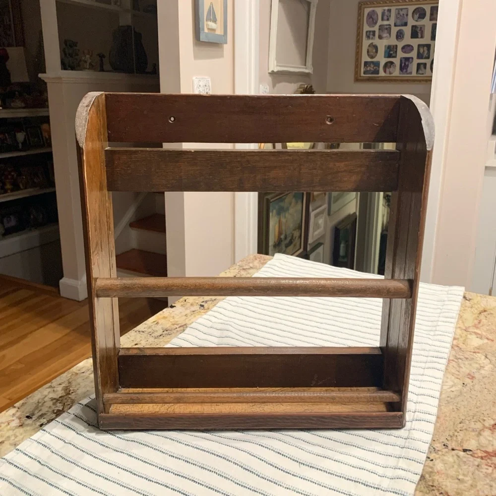 Vintage Rustic Brown Wooden Wall Shelf